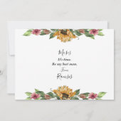 Boho Zonnebloem Getuige Voorstelkaart Kaart (Achterkant)