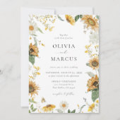 Boho Zonnebloem Gouden Stralen Bloemen Elegante Br Kaart (Voorkant)