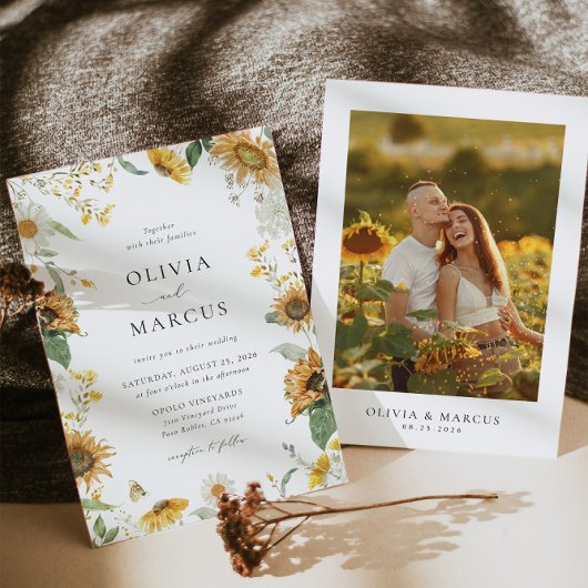 Boho Zonnebloem Gouden Stralen Bloemen Elegante Br Kaart