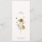 Boho Zonnebloem Gouden Stralen Bloemen Elegante Br Menu (Achterkant)