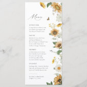 Boho Zonnebloem Gouden Stralen Bloemen Elegante Br Menu (Voorkant)