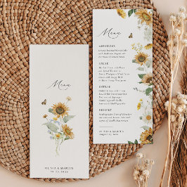 Boho Zonnebloem Gouden Stralen Bloemen Elegante Br Menu