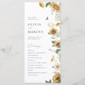 Boho Zonnebloem Gouden Stralen Bloemen Elegante Br Programmakaart (Voorkant)