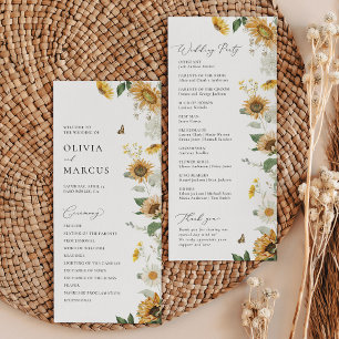 Boho Zonnebloem Gouden Stralen Bloemen Elegante Br Programmakaart