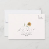Boho Zonnebloem Gouden Stralen Bloemen Elegante Br RSVP Kaartje (Achterkant)