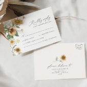 Boho Zonnebloem Gouden Stralen Bloemen Elegante Br RSVP Kaartje