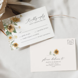 Boho Zonnebloem Gouden Stralen Bloemen Elegante Br RSVP Kaartje