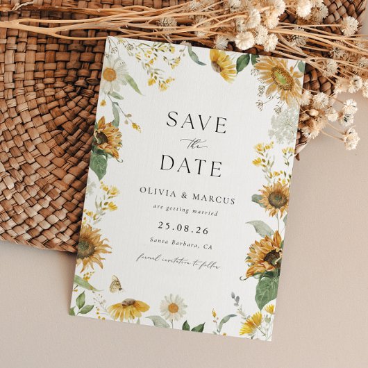 Boho Zonnebloem Gouden Stralen Bloemen Elegante Br Save The Date