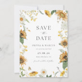 Boho Zonnebloem Gouden Stralen Bloemen Elegante Br Save The Date (Voorkant)