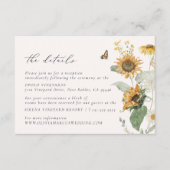 Boho Zonnebloem Gouden Stralen Bloemige Trouwdetai Informatiekaartje (Voorkant)