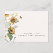 Boho Zonnebloem Gouden Stralen Bloemige Trouwdetai Informatiekaartje (Achterkant)