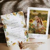 Boho Zonnebloem Gouden Stralen Bloemrijke Elegante Kaart