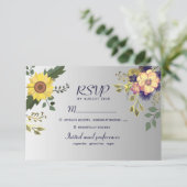 Boho Zonnebloem Huwelijks RSVP Kaart (Staand voorkant)