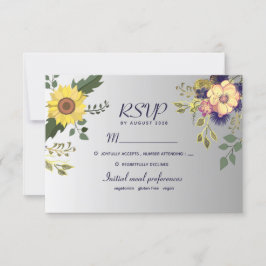 Boho Zonnebloem Huwelijks RSVP Kaart