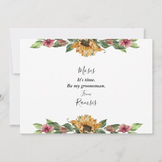 Boho Zonnebloem Landelijke Uitnodigingskaart voor  Kaart (Achterkant)