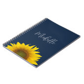 Boho Zonnebloem Marine Blauw Elegant gepersonalise Notitieboek (Linkerzijde)