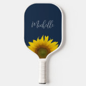 Boho Zonnebloem Marine Blauw Elegant gepersonalise Pickleball Paddle (Achterkant)