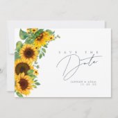 Boho Zonnebloem Monogram Leisteen Blauwe Trouw Save The Date (Voorkant)