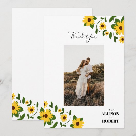 Boho Zonnebloem Patch Bedankkaart (Voorkant / Achterkant)