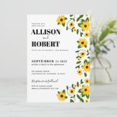 Boho zonnebloem patch bruiloft uitnodiging (Staand voorkant)