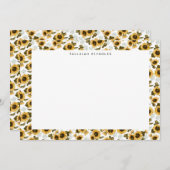 Boho Zonnebloem patroon Notitiekaartje (Voorkant / Achterkant)