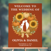 Boho Zonnebloem Pompoen Krans Fall Wedding Acryl Bord (Neutraal)