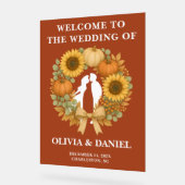 Boho Zonnebloem Pompoen Krans Fall Wedding Acryl Bord (Hoek)