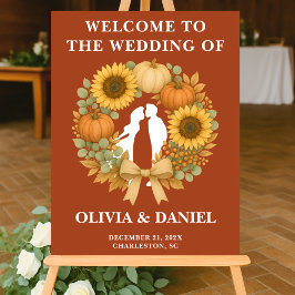 Boho Zonnebloem Pompoen Krans Fall Wedding Acryl Bord