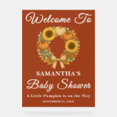 Boho Zonnebloem Pompoen Krans Herfst Baby shower Acryl Bord (Voorkant)
