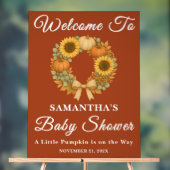 Boho Zonnebloem Pompoen Krans Herfst Baby shower Acryl Bord (Neutraal)