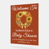 Boho Zonnebloem Pompoen Krans Herfst Baby shower Acryl Bord (Hoek)