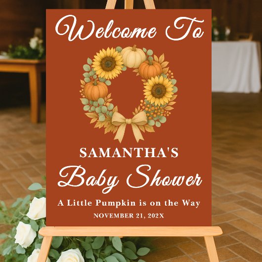 Boho Zonnebloem Pompoen Krans Herfst Baby shower Acryl Bord