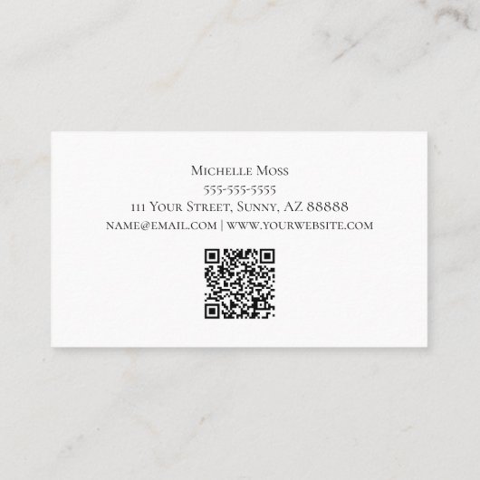 Boho Zonnebloem QR code Botanisch Zwart Visitekaartje (Achterkant)