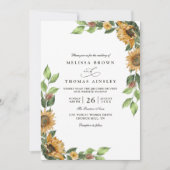 Boho Zonnebloem Rustieke Elegante QR Code Trouwen Kaart (Voorkant)