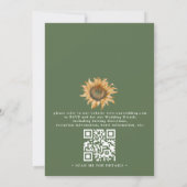 Boho Zonnebloem Rustieke Elegante QR Code Trouwen Kaart (Achterkant)