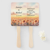 Boho zonnebloem rustieke Waterverf land bruiloft Handwaaier (Voorkant en achterkant)