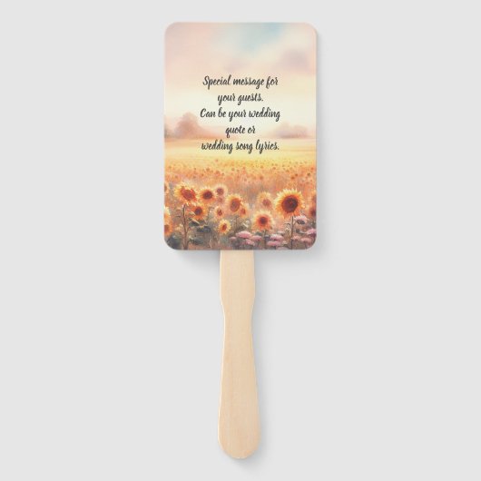 Boho zonnebloem rustieke Waterverf land bruiloft Handwaaier (Achterkant)