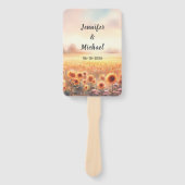 Boho zonnebloem rustieke Waterverf land bruiloft Handwaaier (Voorkant)