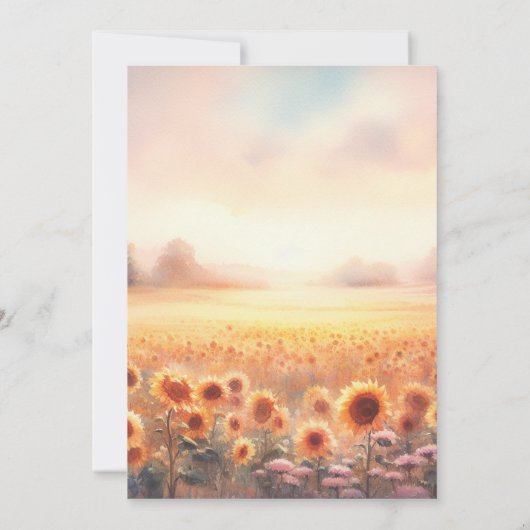 Boho Zonnebloem Rustieke Waterverf Land Bruiloft I Kaart (Achterkant)