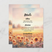 Boho zonnebloem rustieke Waterverf land bruiloft Informatiekaartje (Voorkant / Achterkant)