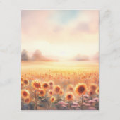 Boho zonnebloem rustieke Waterverf land bruiloft Informatiekaartje (Achterkant)