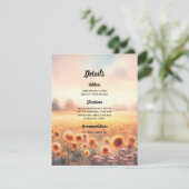 Boho zonnebloem rustieke Waterverf land bruiloft Informatiekaartje (Staand voorkant)