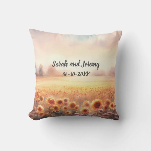 Boho zonnebloem rustieke Waterverf land bruiloft Kussen (Voorkant)