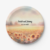 Boho zonnebloem rustieke Waterverf land bruiloft Papieren Bordje (Voorkant)