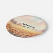 Boho zonnebloem rustieke Waterverf land bruiloft Papieren Bordje (Gekanteld)