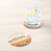 Boho zonnebloem rustieke Waterverf land bruiloft Ronde Kartonnen Onderzetter (Insitu)