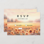 Boho zonnebloem rustieke Waterverf land bruiloft RSVP Kaartje (Voorkant / Achterkant)