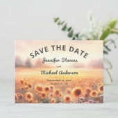 Boho zonnebloem rustieke Waterverf land bruiloft Save The Date (Staand voorkant)