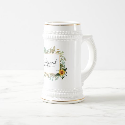 Boho Zonnebloem Salie Groene Huwelijk Bierpul (Voorkant rechts)