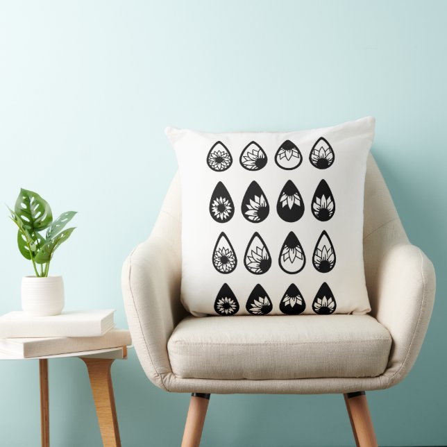 Boho Zonnebloem Silhouet - Handgetekend Cricut Kussen (Stoel)